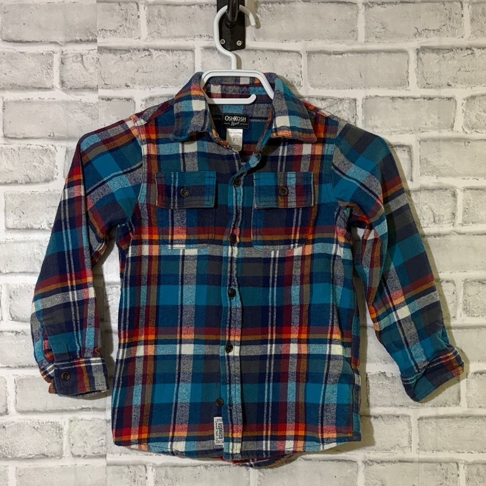 4/$20 OshKosh B'gosh Plaid long sleeve Shirt boys size 7